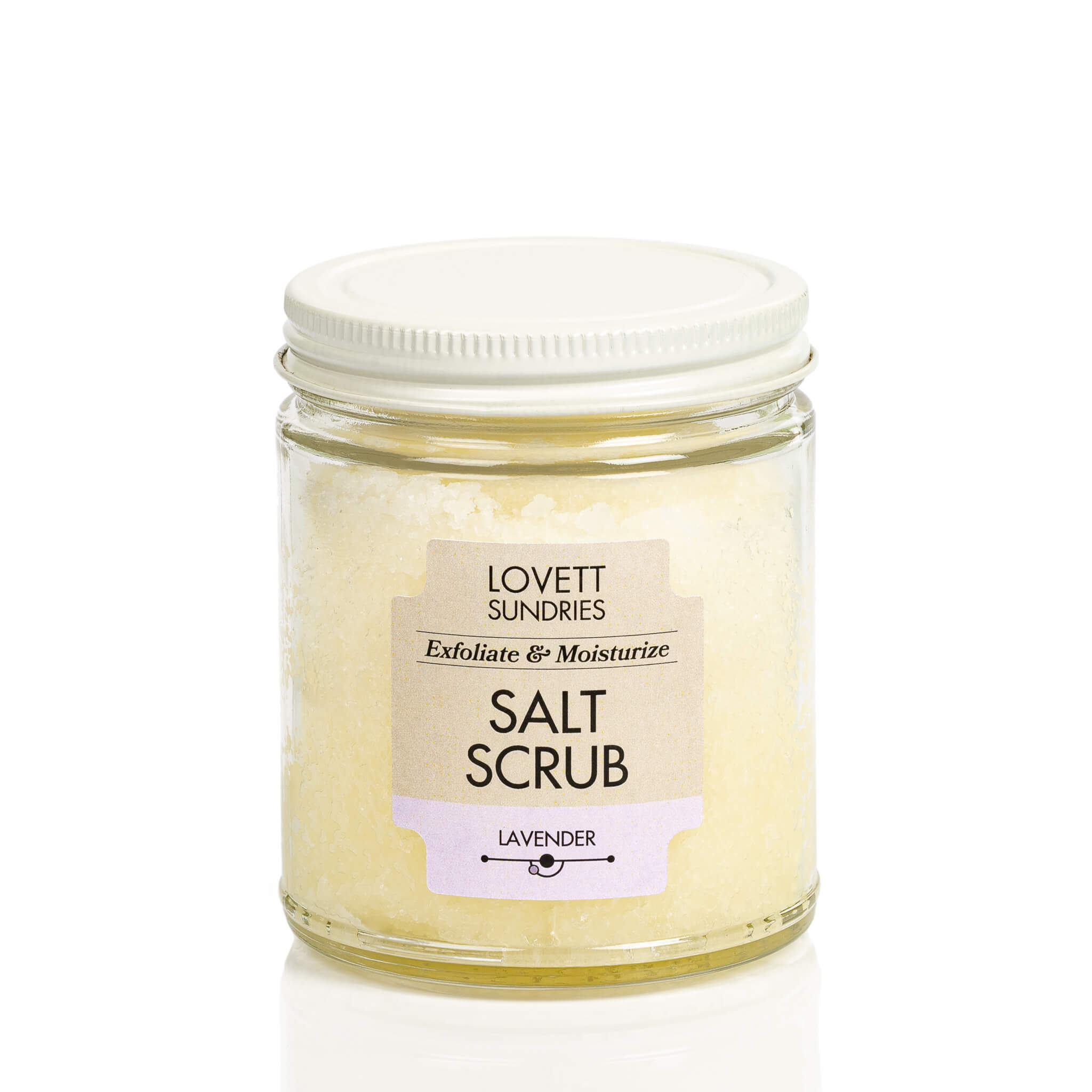 Exfoliating and moisturizing lavender scented all natural salt scrub.