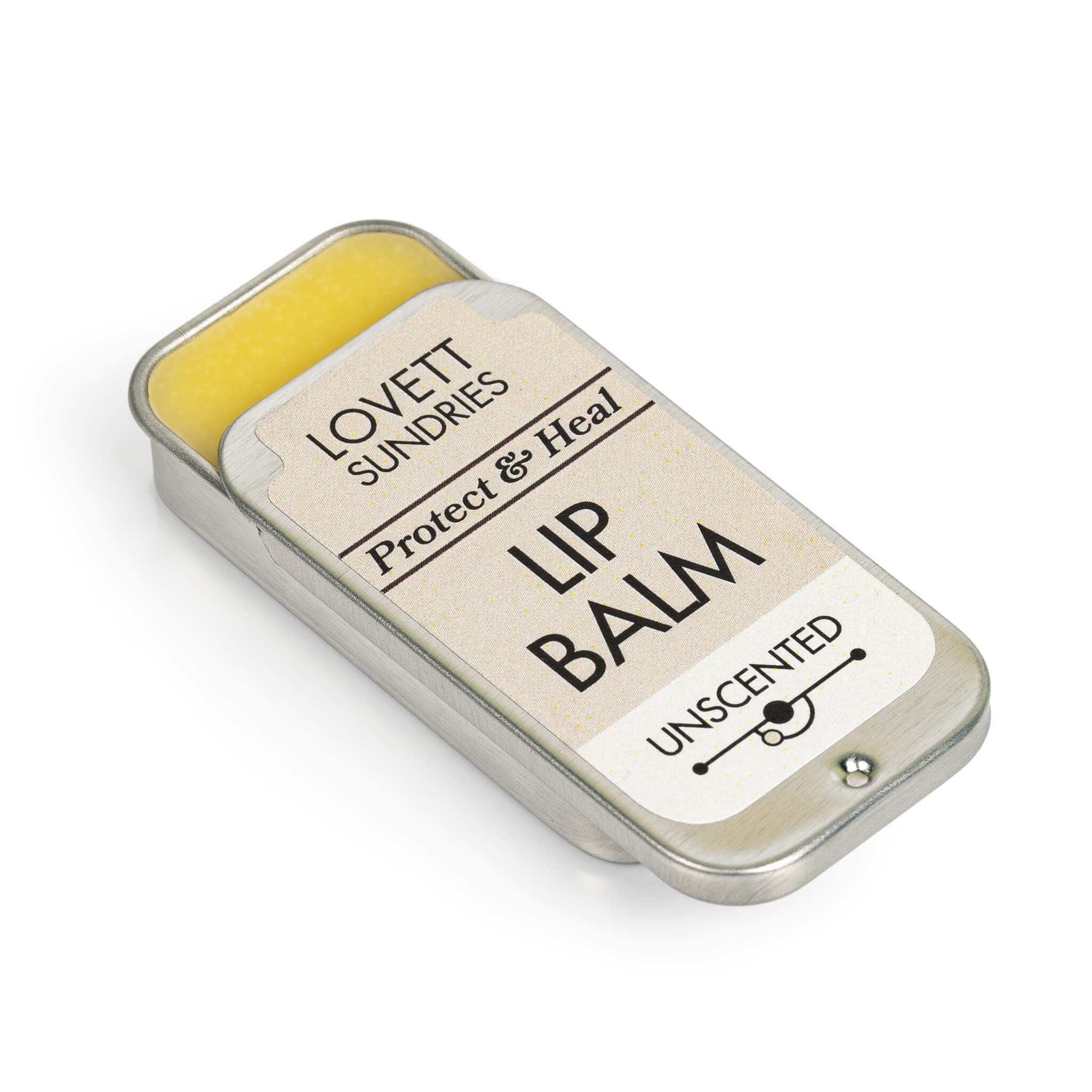 All natural unscented lip balm in a recyclable tin.