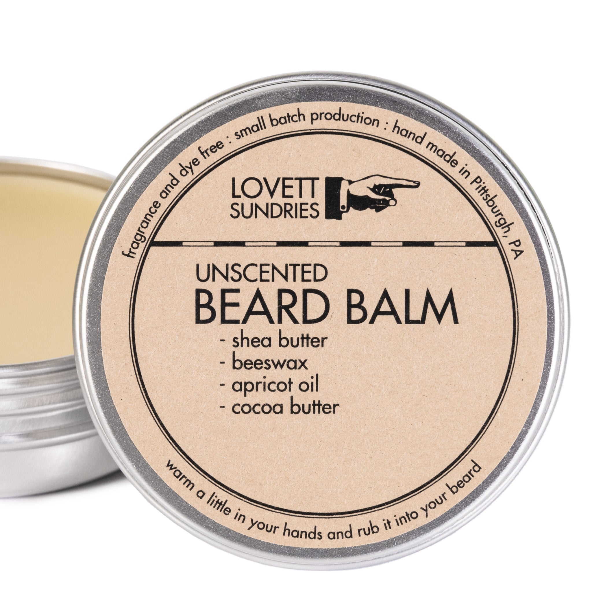 a tin of unscented natural beard balm