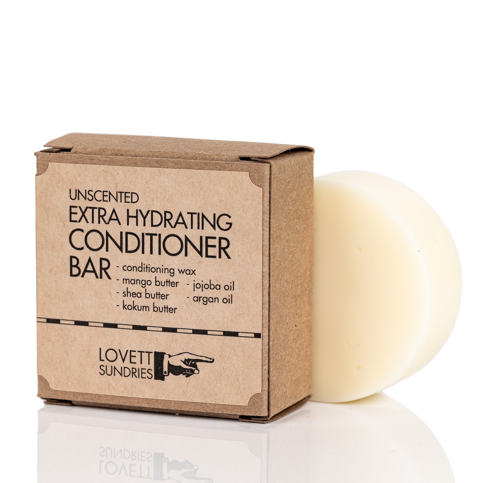 A container with an unscented extra hydrating conditioner bar.