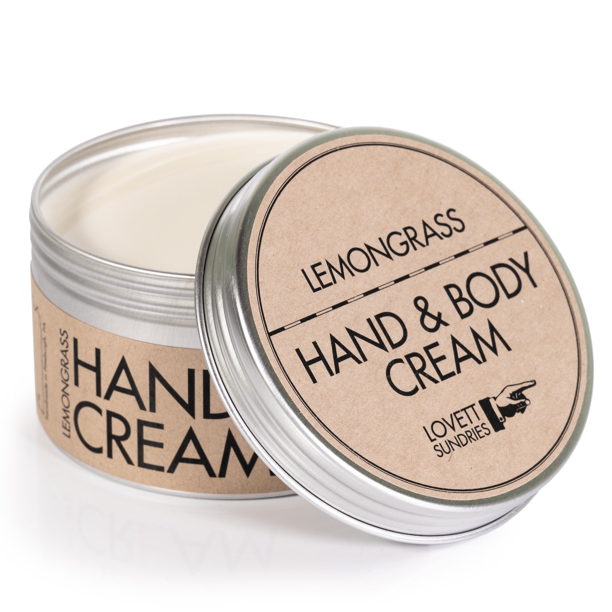 A tin of lemongrass Hand & Body cream.