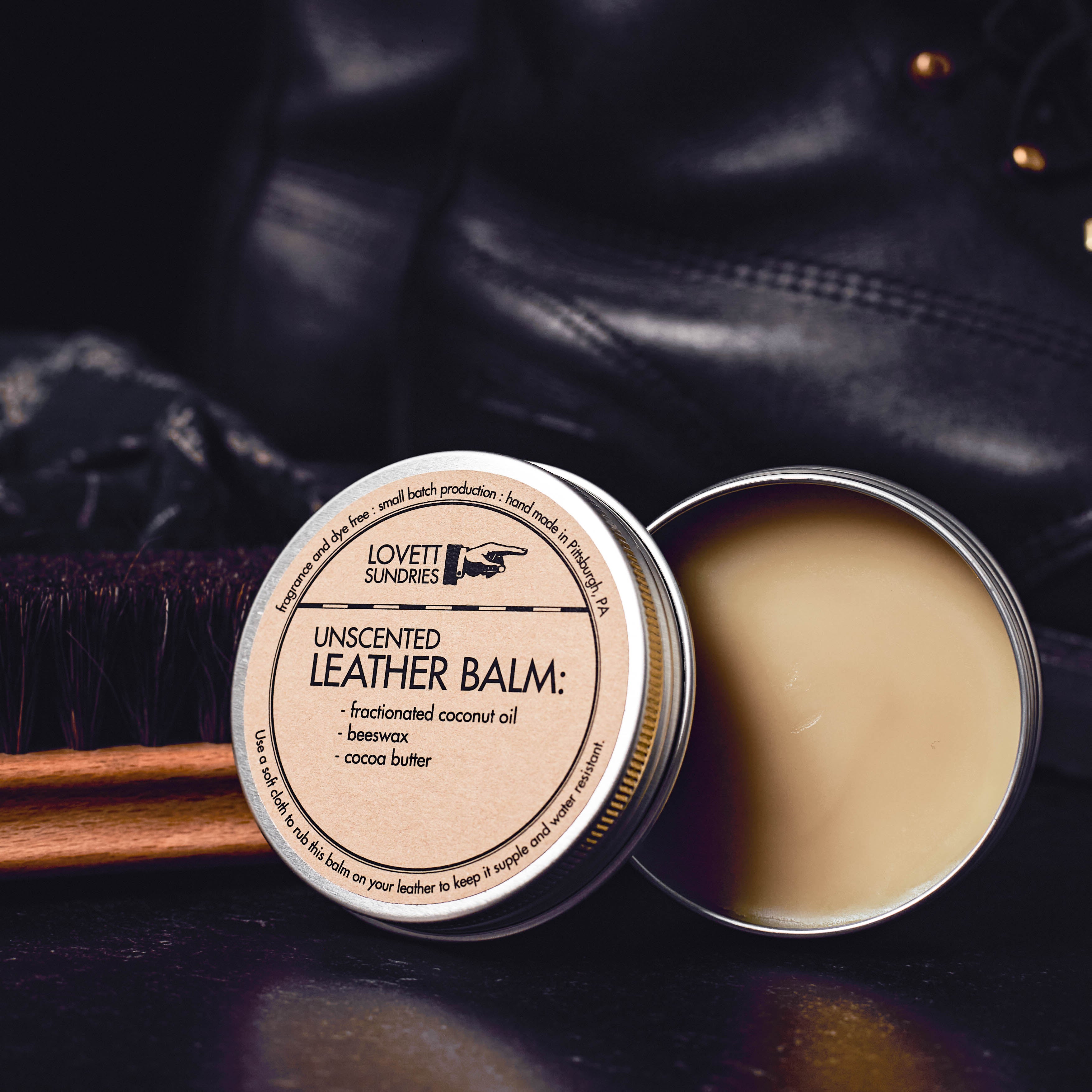 Unscented All-Natural Leather Balm in tin
