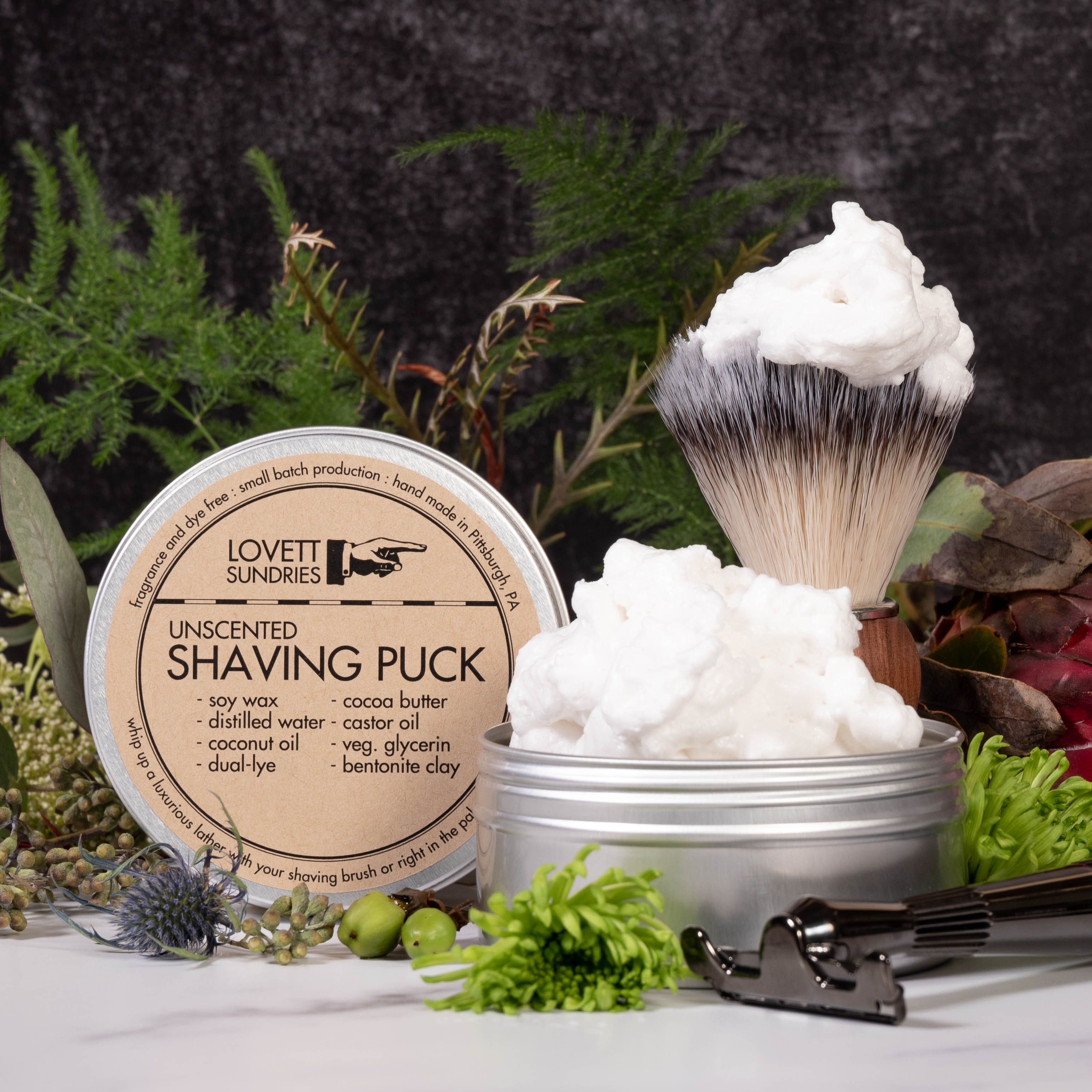 Unscented all-natural shaving soap